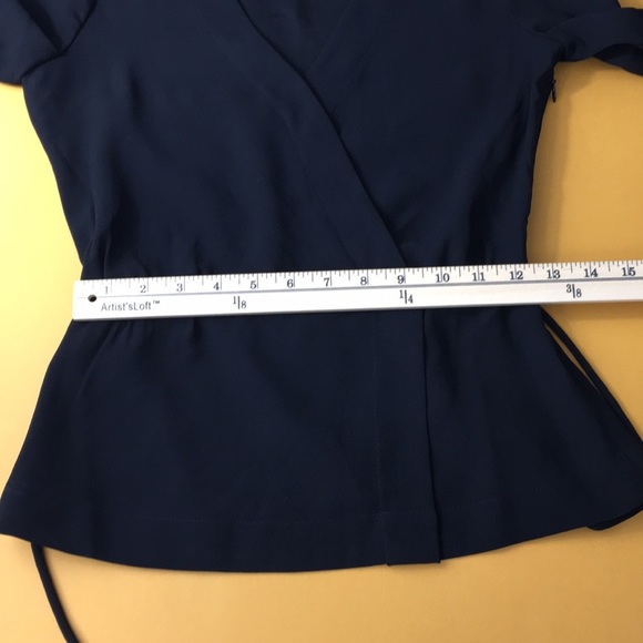 J Crew Black Drapy Faux Wrap Top Peplum Blouse - Picture 10 of 14